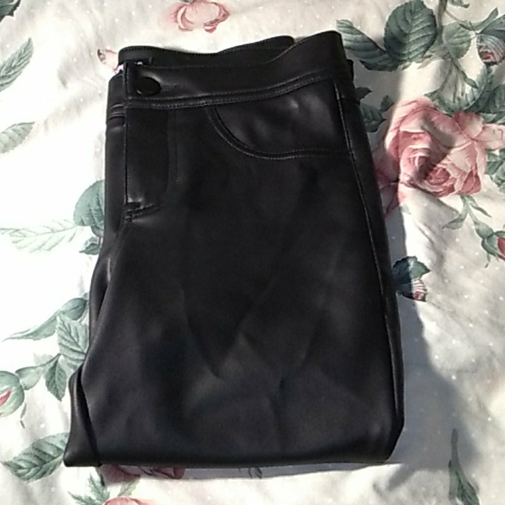 Faux leather jeans